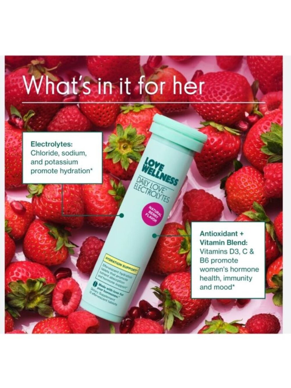 Love Wellness Daily Love Electrolytes Berry Flavor (12 Dissolving Tablets) NEW